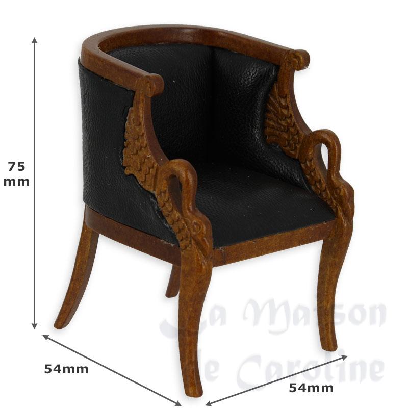 Fauteuil Empire noyer-cuir noir Bilder 1