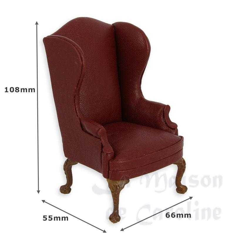 Fauteuil Club noyer-cuir rouge Bilder 1
