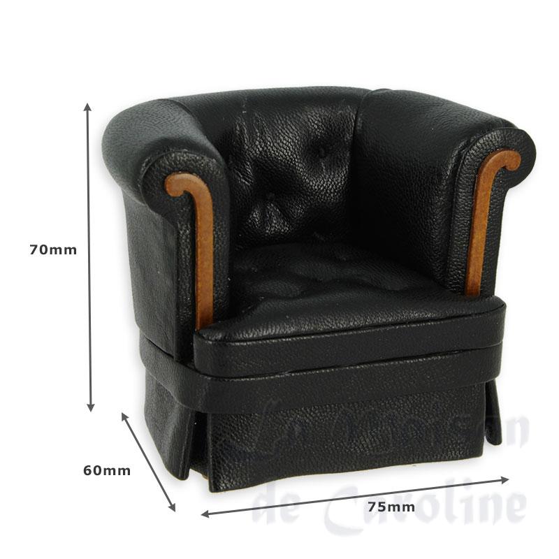 Fauteuil Chesterfield noyer-cuir noir Bilder 1