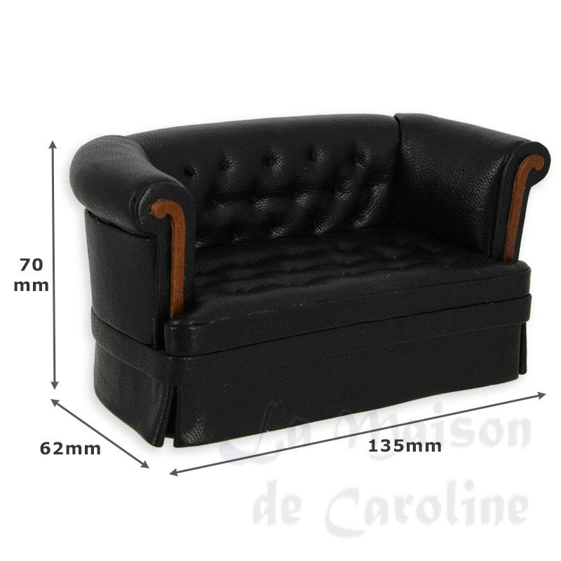 Sofa Chesterfield noyer-cuir noir Bilder 1