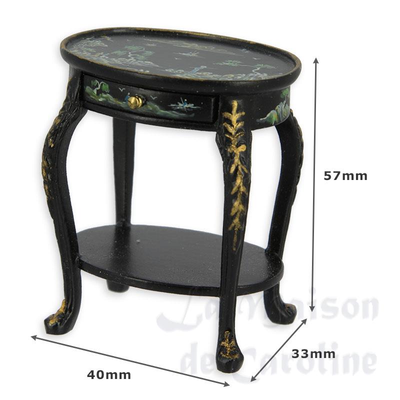 Table d appoint ovale noir motif chinois Bilder 1