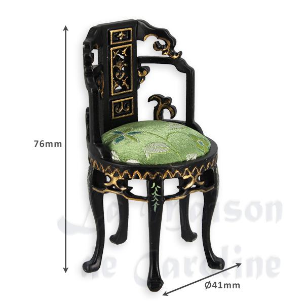 Chaise noire ronde motif chinois meuble de collection Trianon 1/12 photo 2 Chaise noire ronde motif chinois meuble de collection Trianon 1/12 photo 2