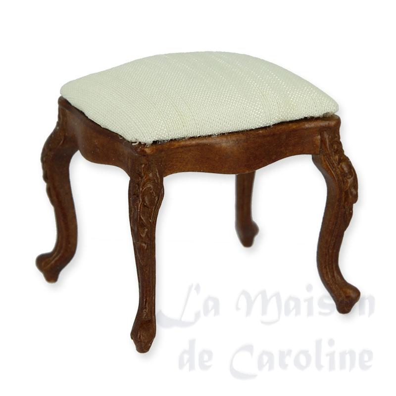 Tabouret merisier, Chambre, description, accessoires et miniatures pour  maison de poupées 