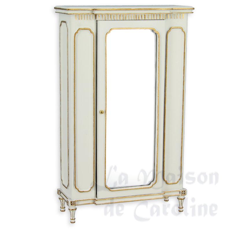 Armoire Louis XVI miroir ivoire et or meuble de collection Trianon 1/12