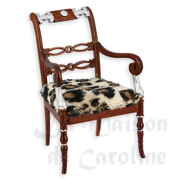 Chaise Art Deco av acc noyer-argent meuble de collection Trianon 1/12 Chaise Art Deco av acc noyer-argent meuble de collection Trianon 1/12