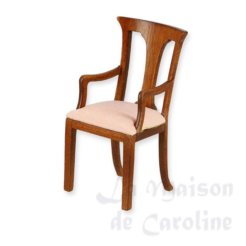 Chaise à accoudoirs Louis Philippe tissus rose, Meubles de collection Trianon