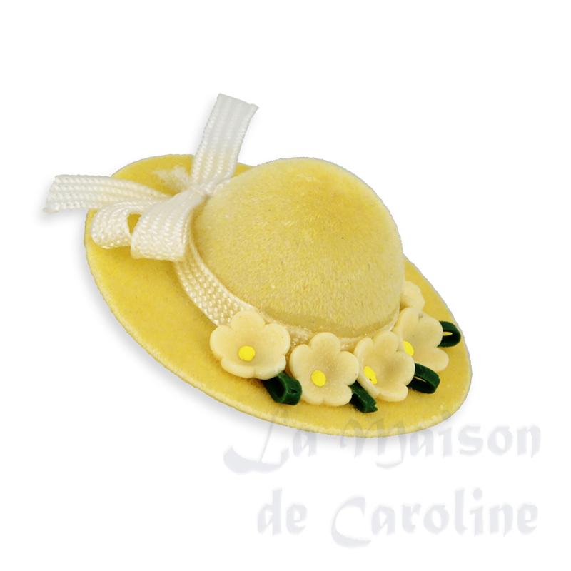 Chapeau avec 5 fleurs et ruban miniature 1/12 Chapeau avec 5 fleurs et ruban miniature 1/12
