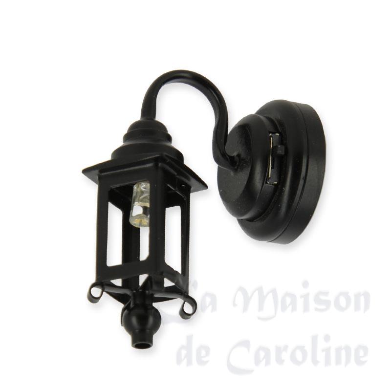 Applique LED Noire pour maisons de poupées 1/12