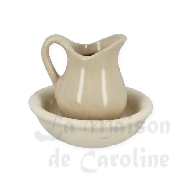 Pichet et vasque blanc miniature 1/12