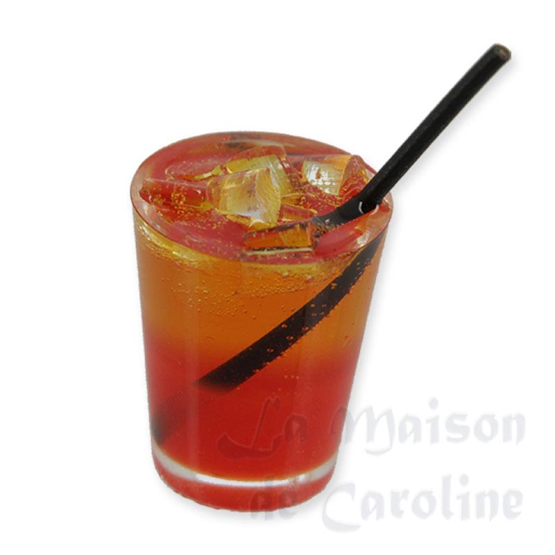 Verre à cocktail avec paille miniature 1/12