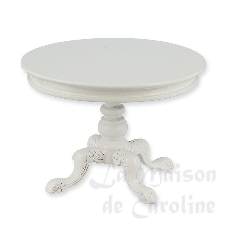 Table ronde blanche meuble miniature 1/12 Table ronde blanche meuble miniature 1/12