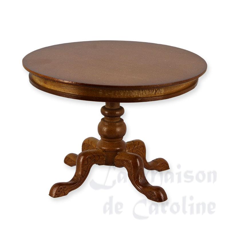 Table ronde noyer meuble miniature 1/12 Table ronde noyer meuble miniature 1/12
