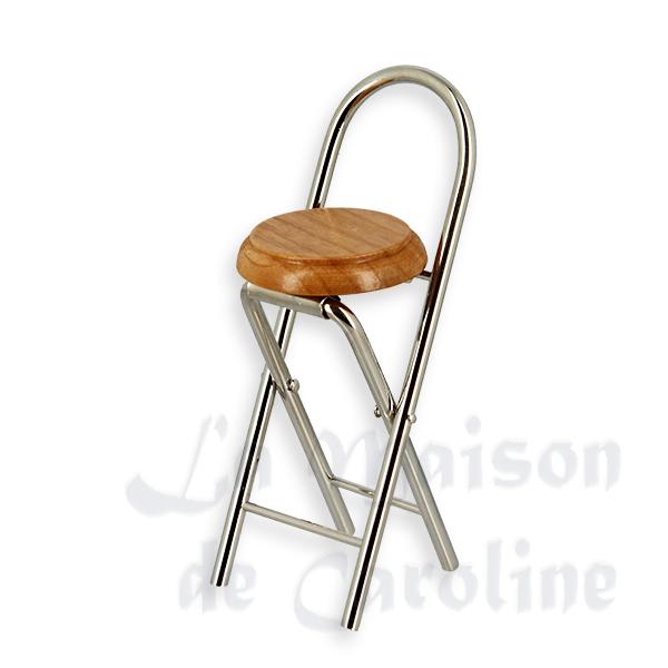Chaise de bar pliante en metal meuble miniature 1/12