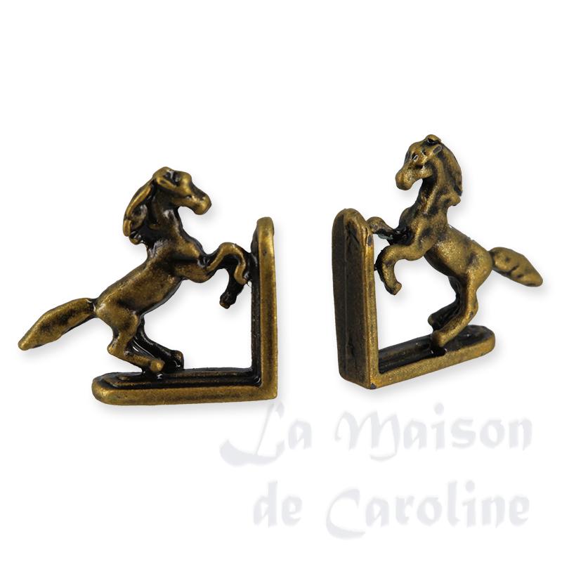 2 serre livres chevaux antique  miniature 1/12