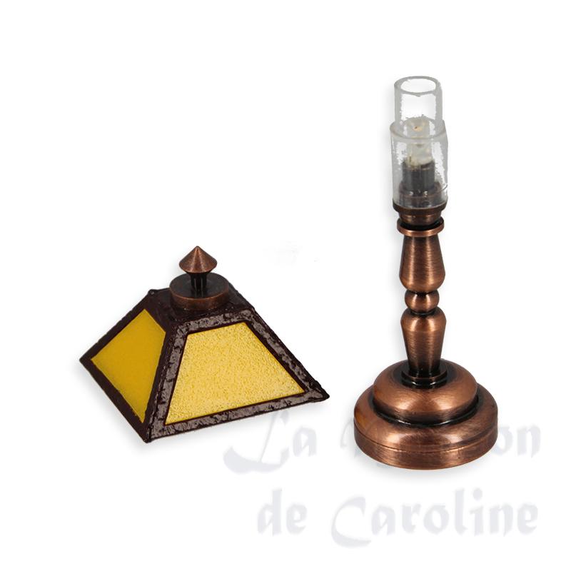 Lampe De Table LED Cuivre Orange ABAT-JOUR A COLLER pour maisons de poupées 1/12 Lampe De Table LED Cuivre Orange ABAT-JOUR A COLLER pour maisons de poupées 1/12