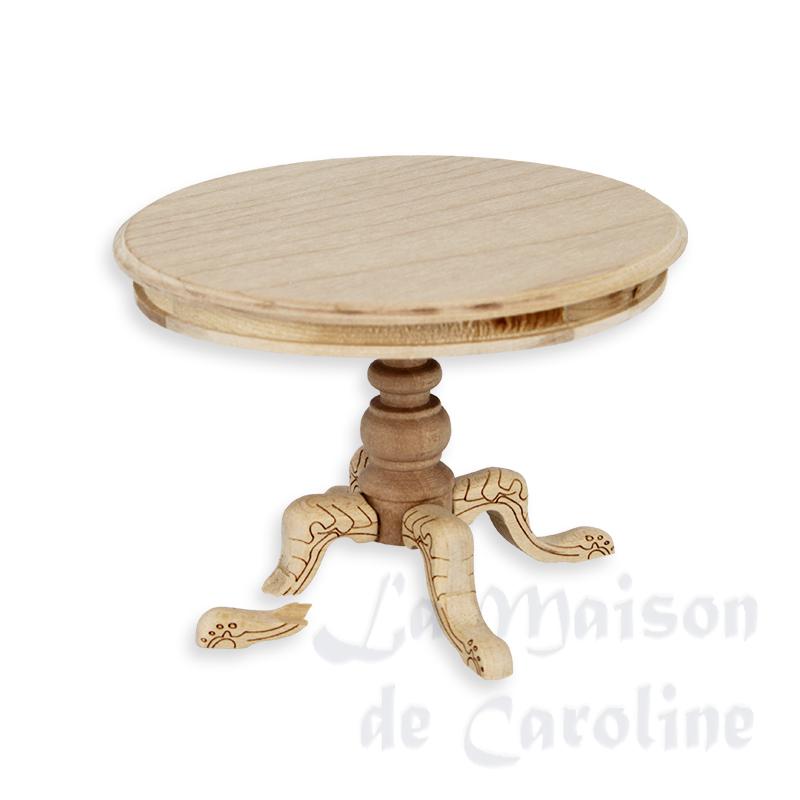 Table ronde non verni PIED CASSE meuble miniature 1/12