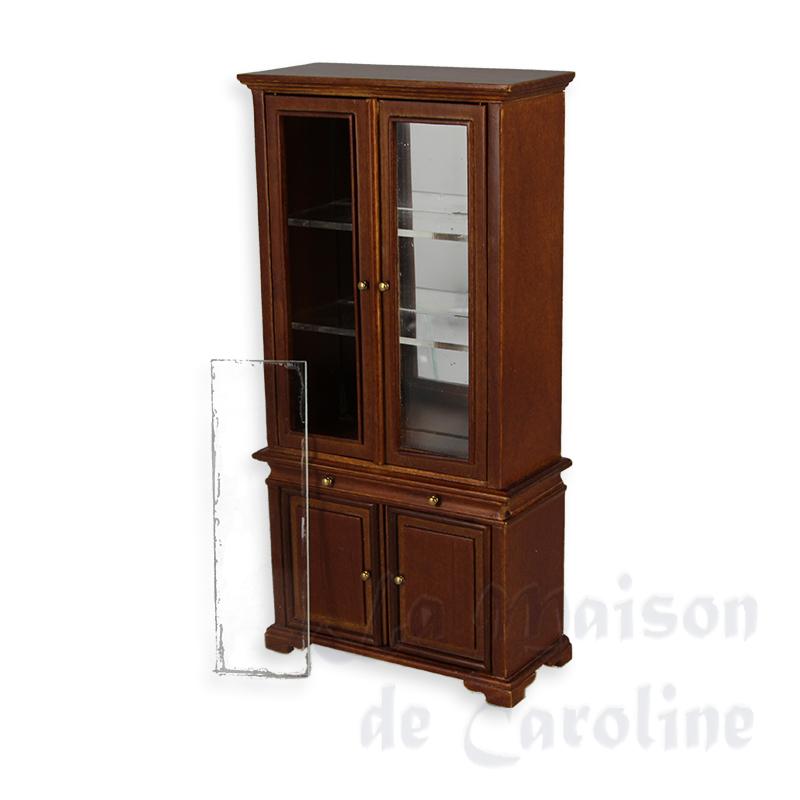 Vitrine Louis Pilippe noyer meuble de collection - vitre détachée - Trianon 1/12 Vitrine Louis Pilippe noyer meuble de collection - vitre détachée - Trianon 1/12