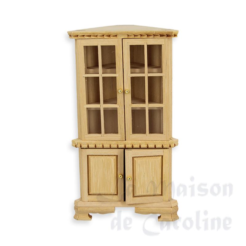 Deux corps d angle non verni - poignées décalées - meuble miniature 1/12 Deux corps d angle non verni - poignées décalées - meuble miniature 1/12