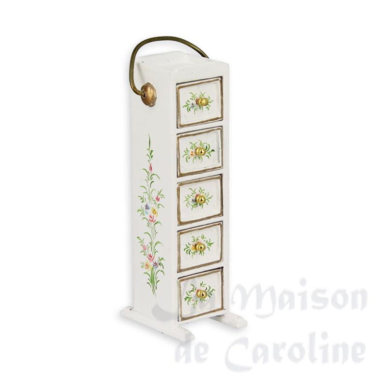 Console 5 tiroirs blanche meuble de collection Trianon 1/12 Console 5 tiroirs blanche meuble de collection Trianon 1/12