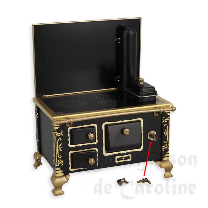 Cuisinière noire métal - ROBINET HS - meuble miniature 1/12 Cuisinière noire métal - ROBINET HS - meuble miniature 1/12