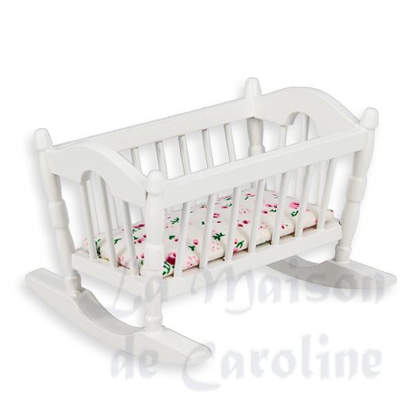 Berceau blanc meuble miniature 1/12 Berceau blanc meuble miniature 1/12