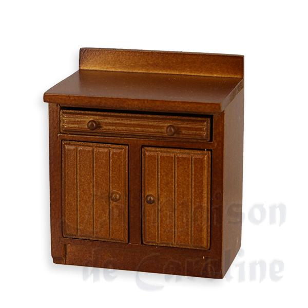 Element cuisine simple noyer meuble miniature 1/12