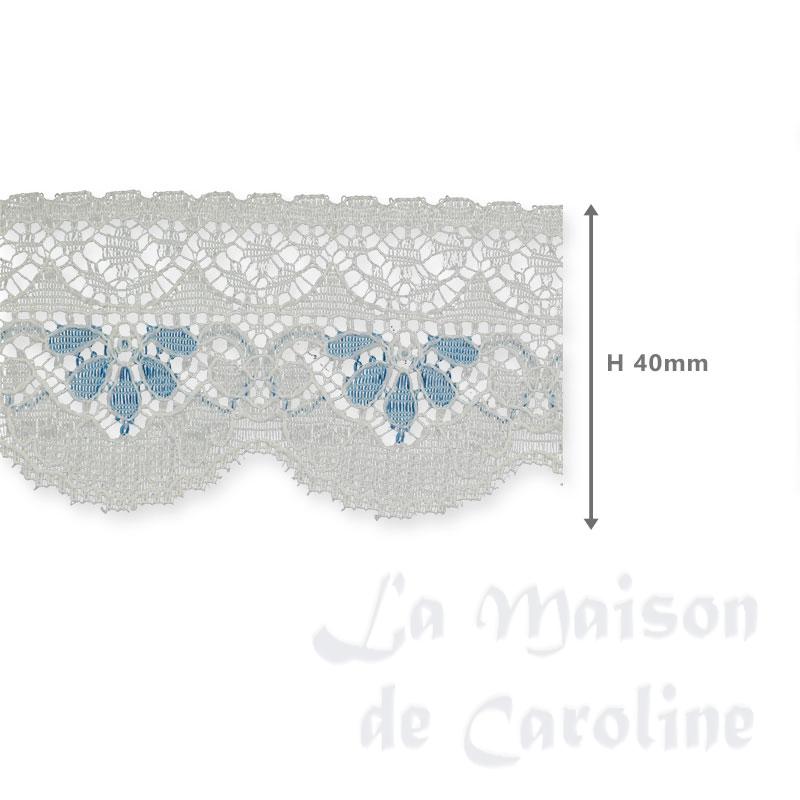 Rideau dentelle bleue et blanche pour maisons de poupées 1/12 Rideau dentelle bleue et blanche pour maisons de poupées 1/12