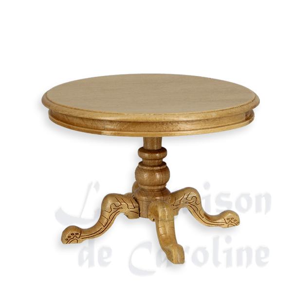 Table ronde chene clair meuble miniature 1/12 Table ronde chene clair meuble miniature 1/12