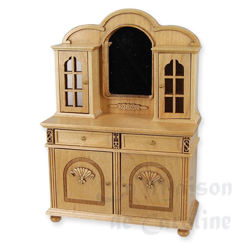 Buffet salle à manger miroir chene clair meuble miniature 1/12