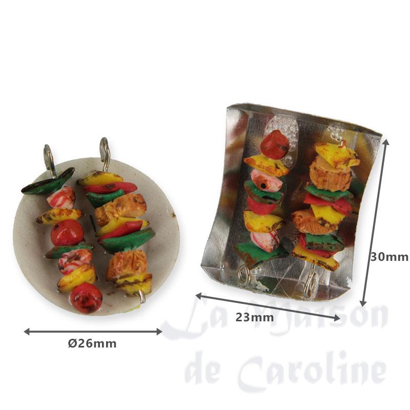 plat avec 2 brochettes (divers modèles) miniature 1:12e Bilder 1