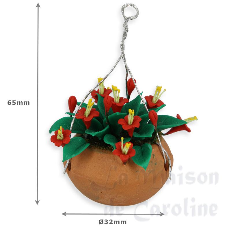 suspension fleurs rouges miniature 1:12e Bilder 1