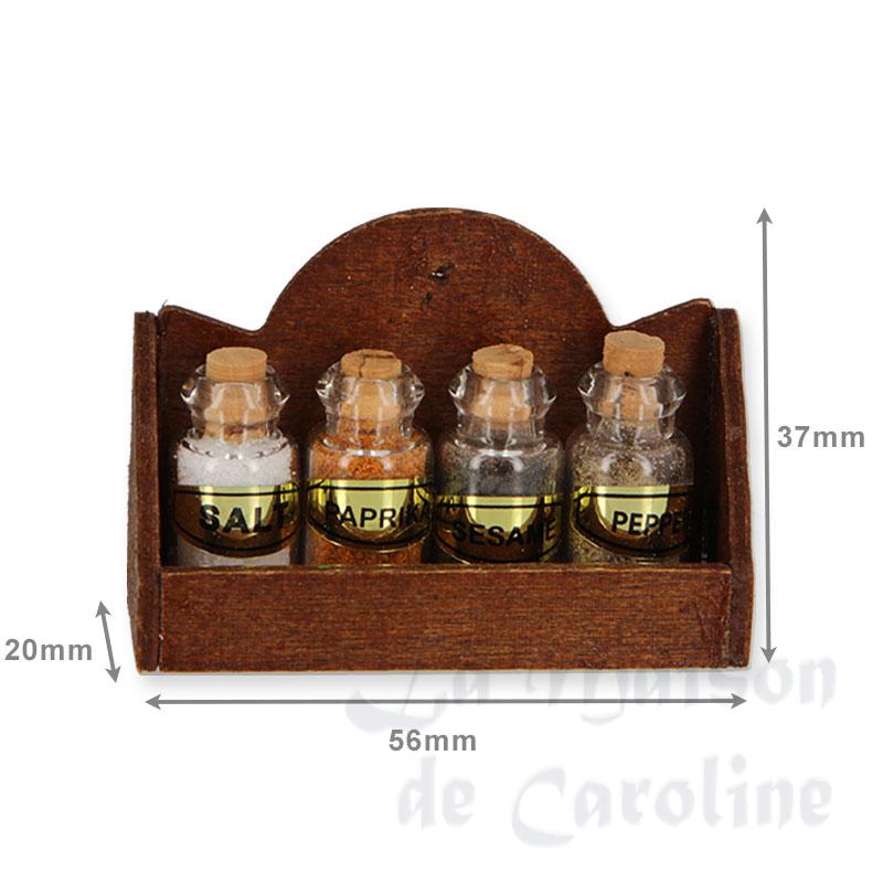 Etagère bois avec pots à epices (verre) Bilder 1