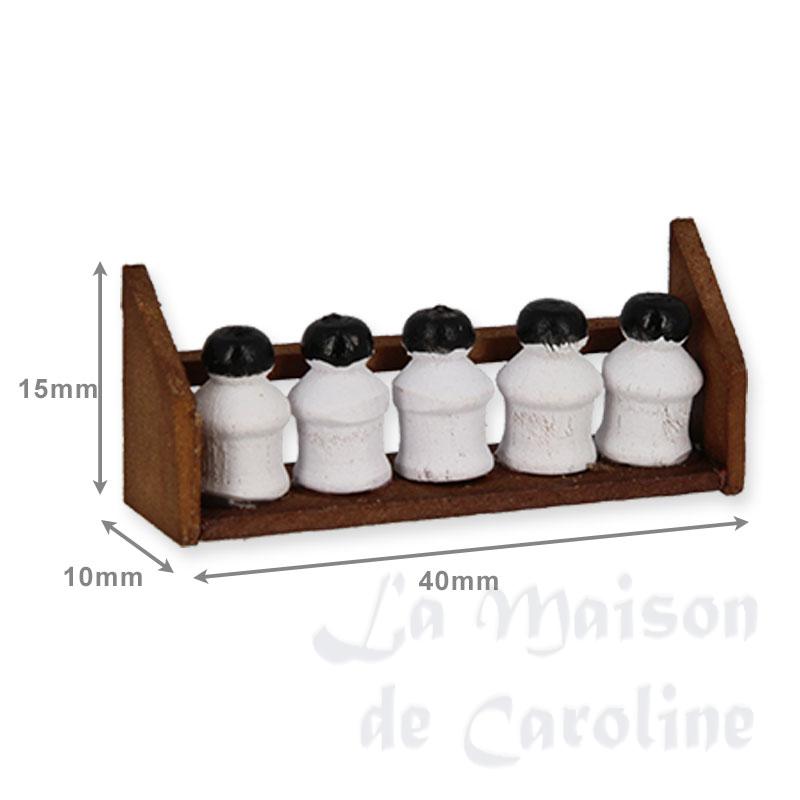 Etagère bois avec petits pots blancs Bilder 1