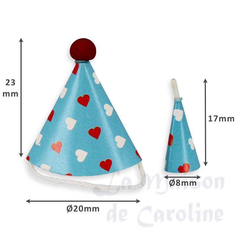 Chapeau et corne de carnaval bleu miniature 1/12 photo 2
