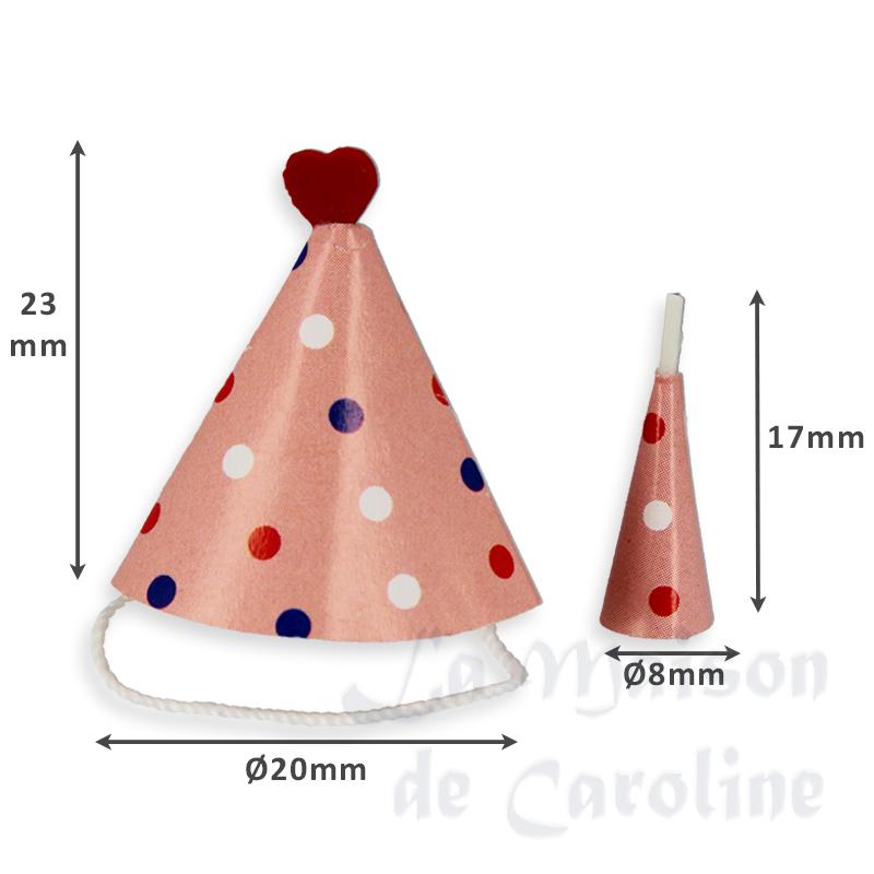 Chapeau et corne de carnaval rose miniature 1/12 photo 2 Chapeau et corne de carnaval rose miniature 1/12 photo 2