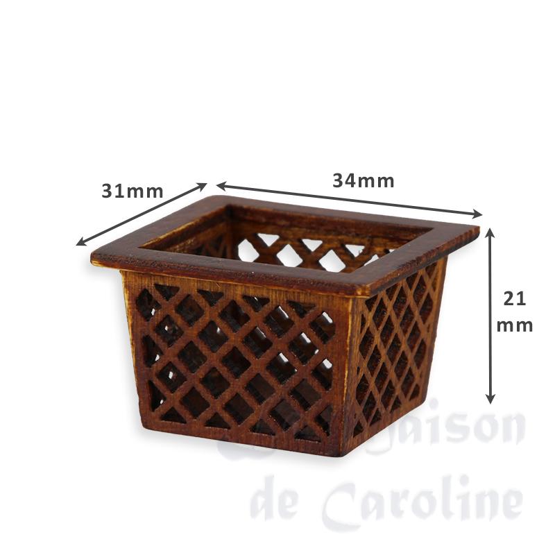 Caisse bois ajouree, brun miniature 1/12 photo 2