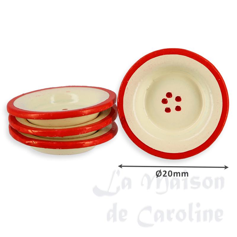 4 assiettes rouges et beiges miniature 1/12 photo 2 4 assiettes rouges et beiges miniature 1/12 photo 2