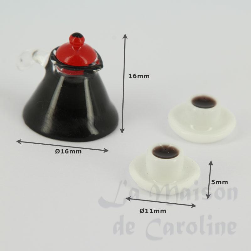 Cafetière verre avec 2 tasses miniature 1/12
