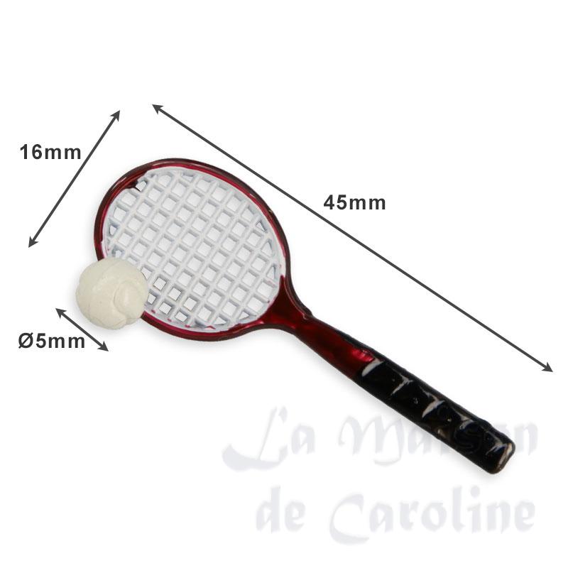 raquette de tennis avec balle miniature 1/12