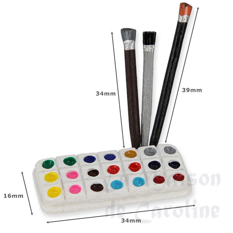Set peinture à l'eau et pinceaux miniature 1/12