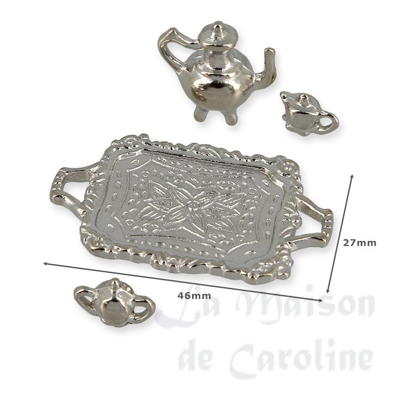 Service à café argenté 4 pcs miniature 1/12