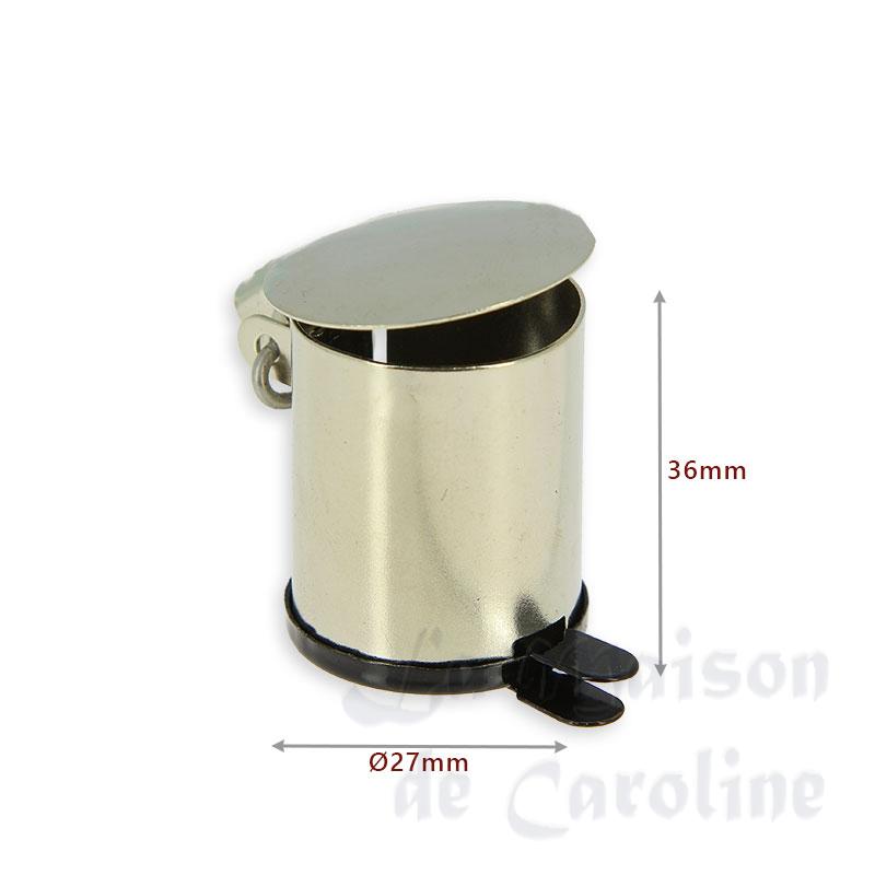 Poubelle à pédale chromée miniature 1/12