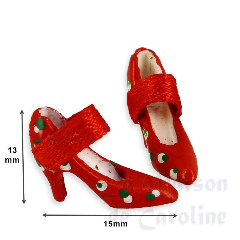 escarpins à talon rouges à pois la paire miniature 1/12 escarpins à talon rouges à pois la paire miniature 1/12