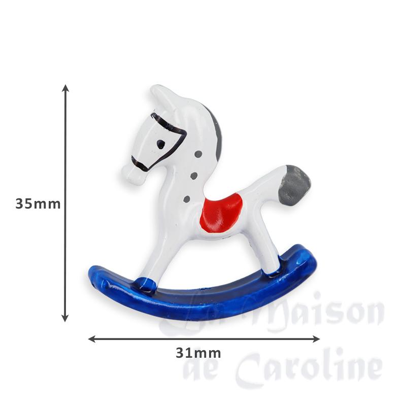 Cheval à bascule bleu en métal miniature 1/12 photo 2