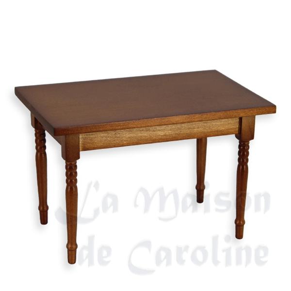Table de cuisine rectangulaire noyer meuble miniature 1/12