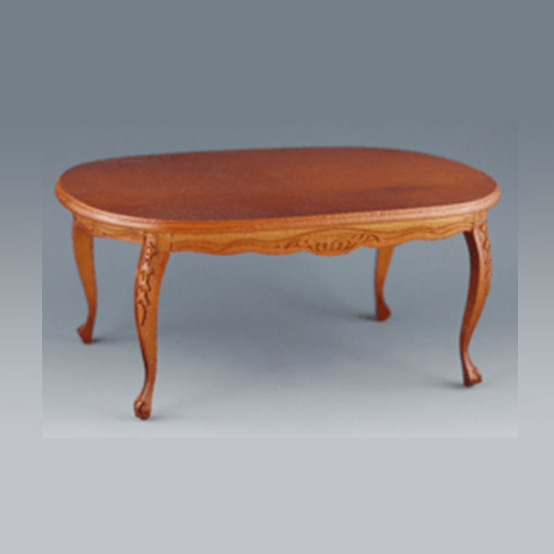 Table ovale sculptee merisier meuble miniature 1/12 Table ovale sculptee merisier meuble miniature 1/12
