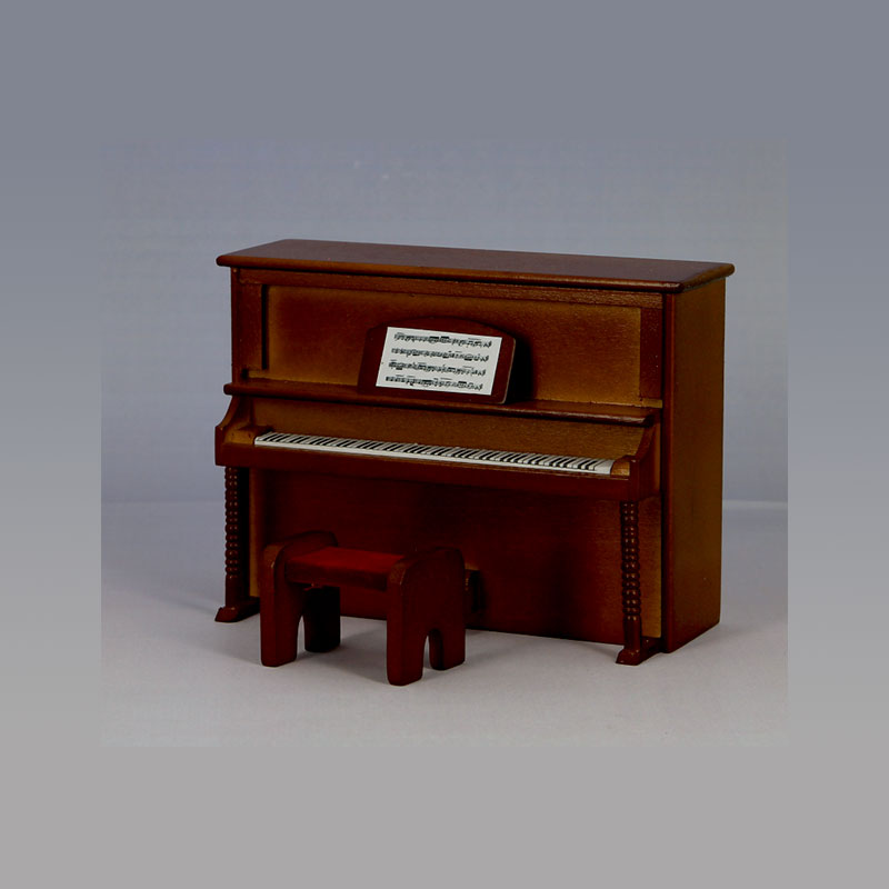 piano droit en merisier,miniature maison de poupée tabouret instrument musique 
