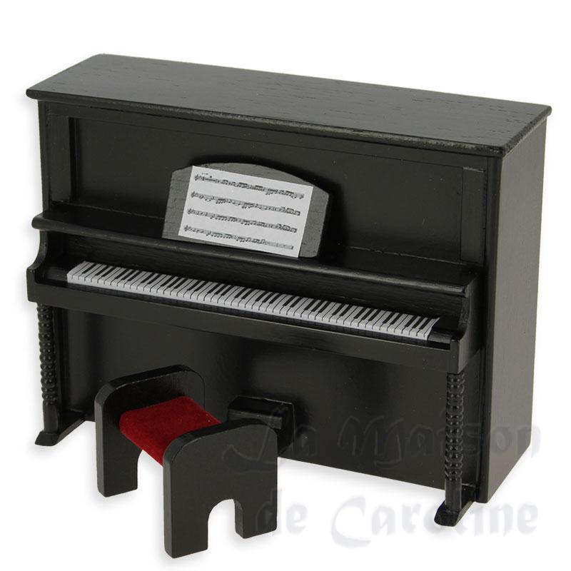 Modèle de piano, instrument de musique en bois, modèle de piano en bois  avec trépied, tabouret, pédale, cadre pour maison de poupée