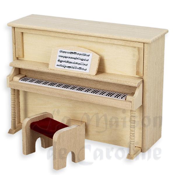 Piano droit non verni meuble miniature 1/12 Piano droit non verni meuble miniature 1/12