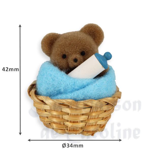 Ours dans panier, serviette bleue miniature 1/12 photo 2